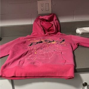 Spyder Pink Hoodie with Web Design